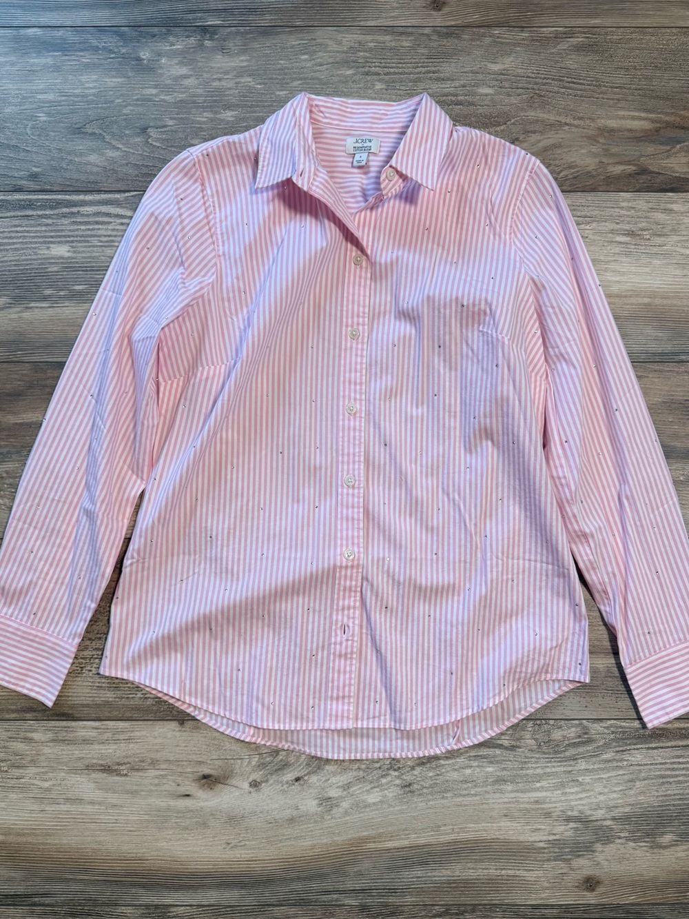 J. Crew Pink and White Striped Cotton-Blend Button-Down Shirt